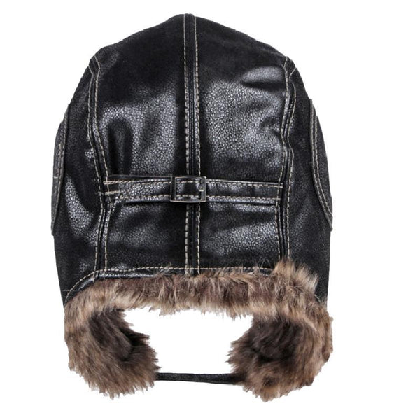 Klassischer Retro-Winterhut für Herren mit warmen Ohrenschützern aus PU-Leder
