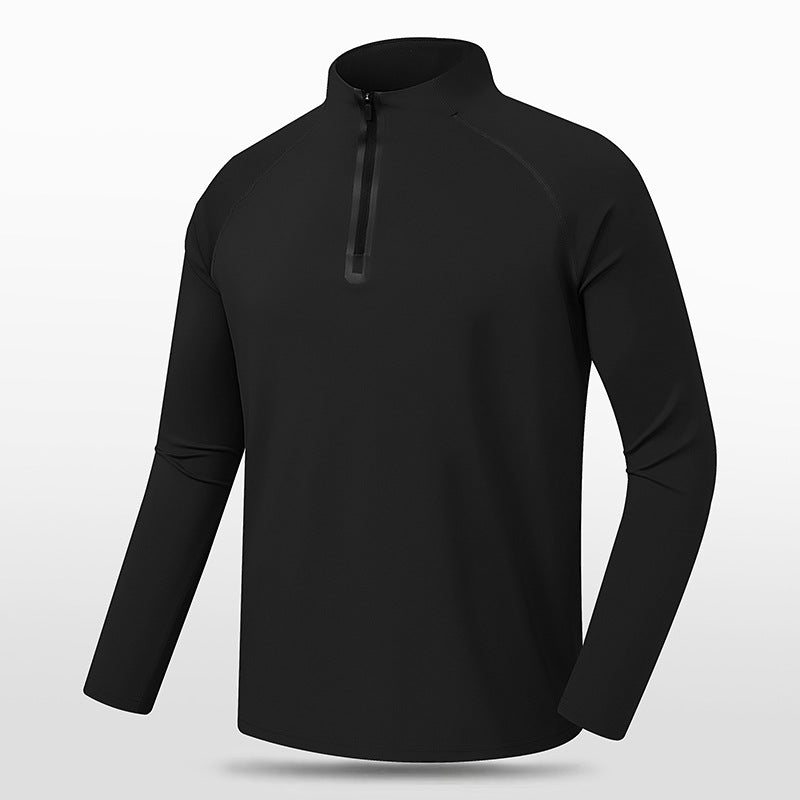 HALF ZIP SPORTS LONG SLEEVED WARM AND SKIN FRIENDLY FITNESS TOP, QUICK DRYING