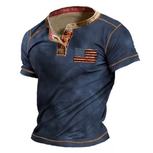 Vintage Men's  Henley Neck Short Sleeve polo