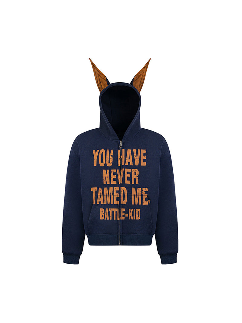 Mottled Letter Graphic Hooded Sweatshirt