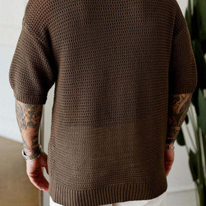 Herren-Strickpullover mit lockeren Taschen und kurzen Ärmeln
