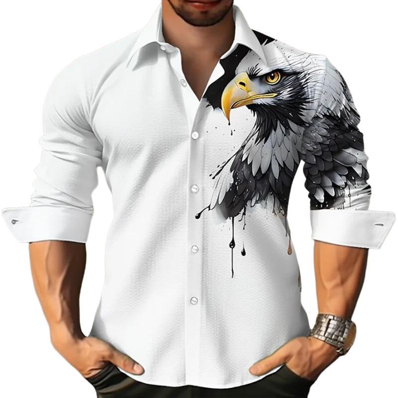 Herrenhemd mit langen Ärmeln und Revers im Animal-Print