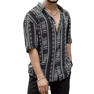 Men's Casual Retro Print Short Sleeve Shirt