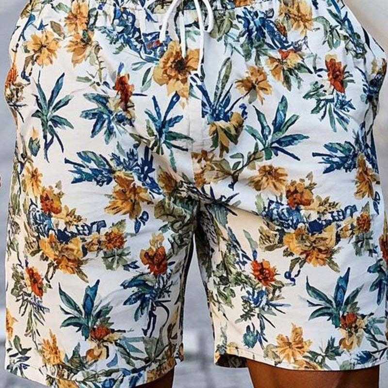 Lässige Leinenshorts mit Resort-Print für Herren
