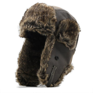 Men's Thick Warm Ear Protection Leather Hat