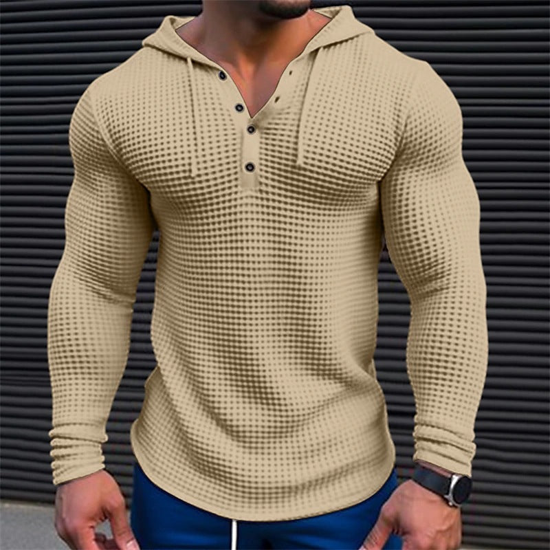 WAFFLE BUTTON HOODIE T-SHIRT