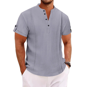 Men's Casual Stand Collar Short Sleeve Shirt
