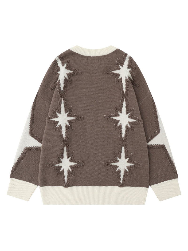 Star Jacquard Crew Neck Sweater