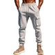 Einfarbige Sporthose aus Plüsch mit elastischer Taille und mehreren Taschen für Herren