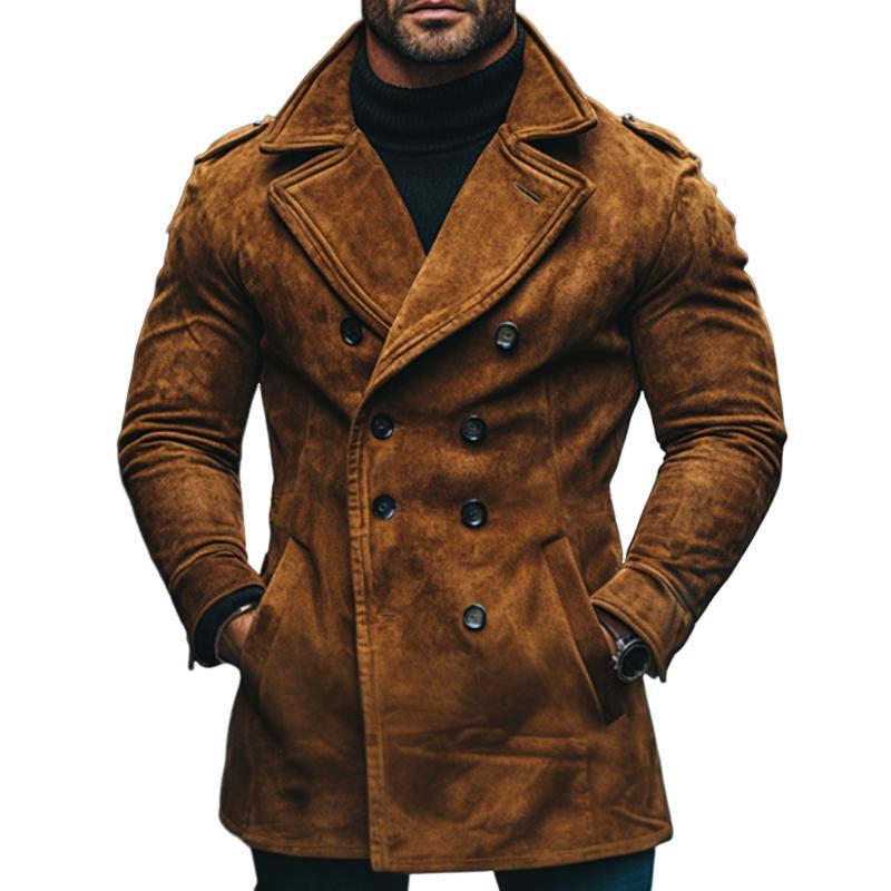 Herren Vintage Casual Wildleder Zweireihige Kurzjacke