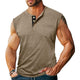 Men's Casual Cotton Blend Contrast Henley Neck Tank Top