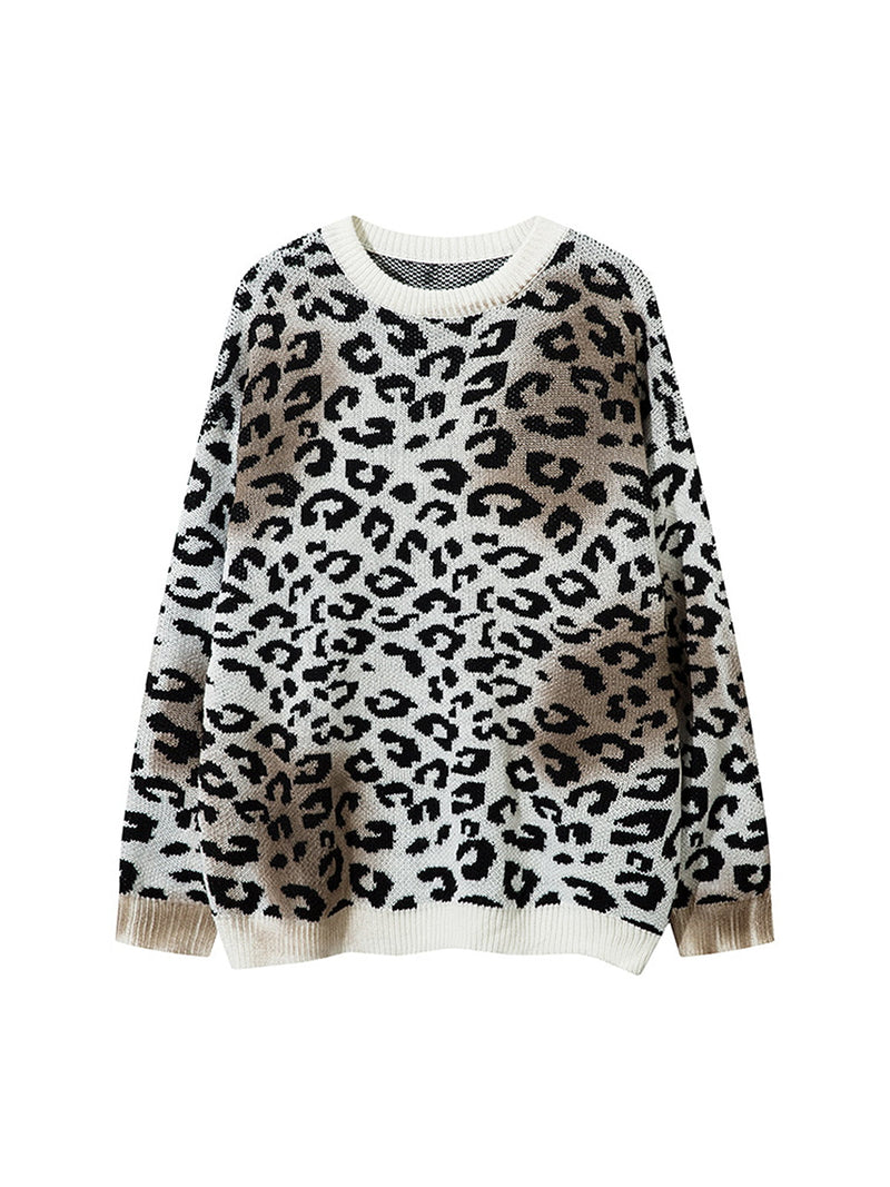 Tie-dye Cheetah Jacquard Sweater