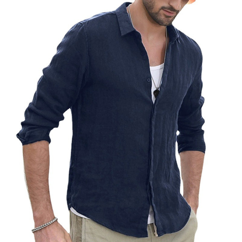 MEN'S SHIRT SINGLE BREASTED COTTON LINEN LONG SLEEVED SHIRT