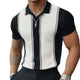 Men's Summer Classic Black And White Knitted Short Sleeve T-Shirt