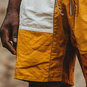 Men's Stylish Contrast Color Patchwork Linen Shorts