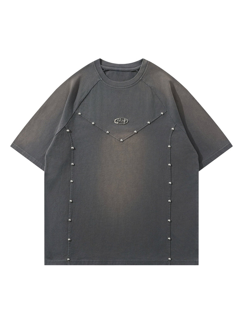 Vintage Washed Stitching Rivets T-shirt