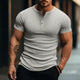 Men's Casual Stretch Knit Short Sleeve Henley T-Shirt