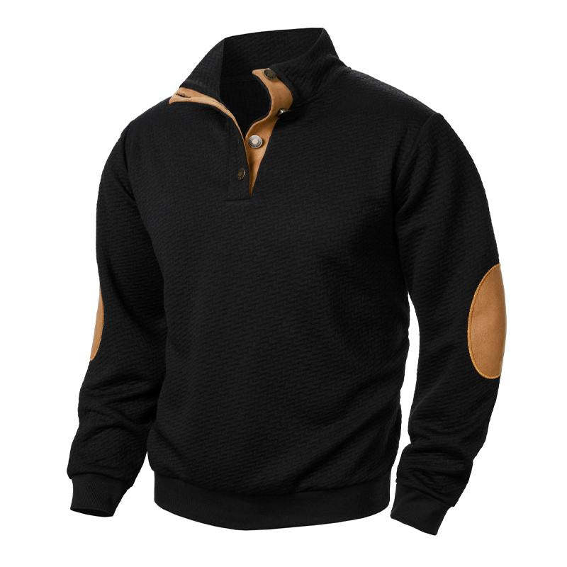 Lässiges Jacquard-Sweatshirt mit Stehkragen und Colorblock für Herren