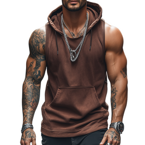 Herren Retro Casual Solid Color Sport Kapuzen-Tanktop