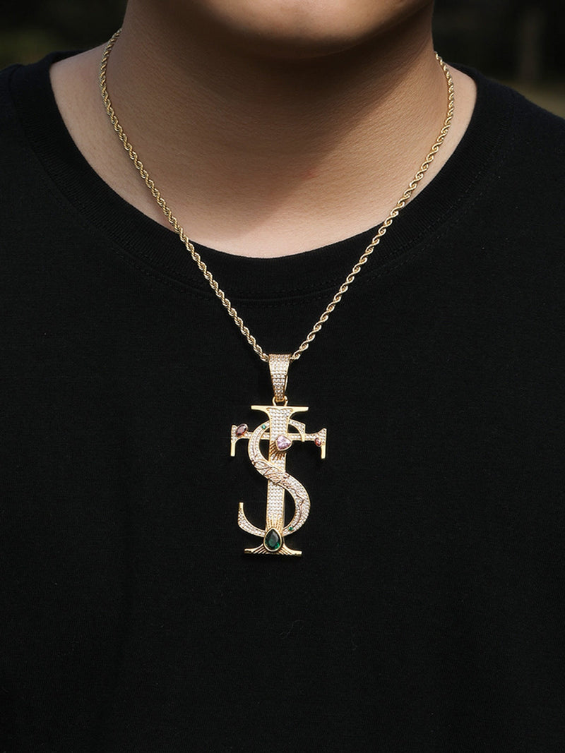 Halskette mit Zirkon-Kreuz-Anhänger 