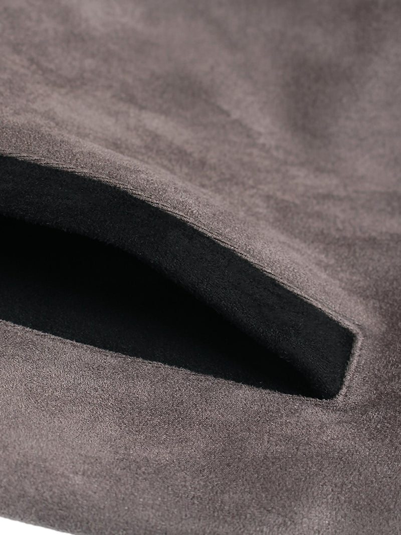 Suede Panel Contrast Color Drop Shoulder Hoodie