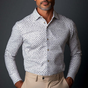 Herren Business Slim Fit Langarmhemd mit Aufdruck