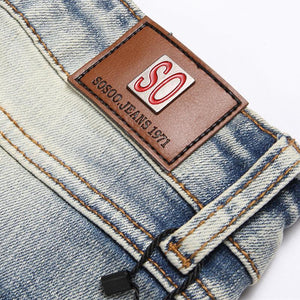Zerrissene Stretchjeans im Punk-Patchwork-Stil für Herren