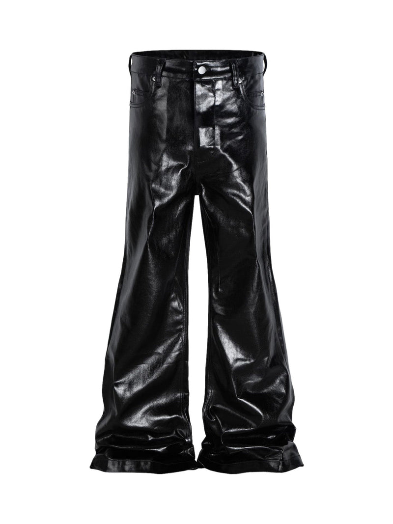 Glossy Patent Leather Flare Pants