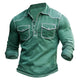 Men's Vintage Outdoor Pocket Polo Long Sleeve T-shirt