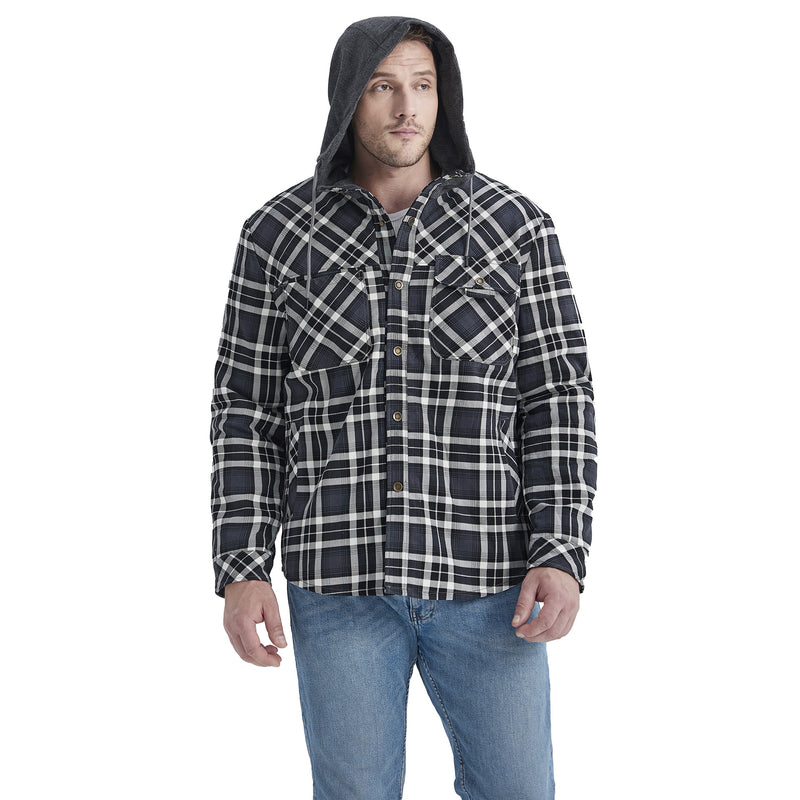 CHECKERED SHIRT WITH FLEECE PLUS EXTRA SIZE WINTER WINDPROOF AND WARM HOODED PURE COTTON JACKET