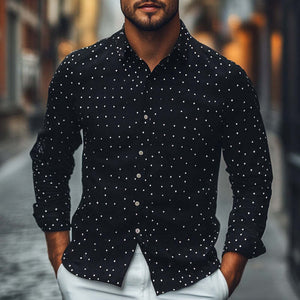 Men's Diamond Dot Lapel Knitted Casual Shirt