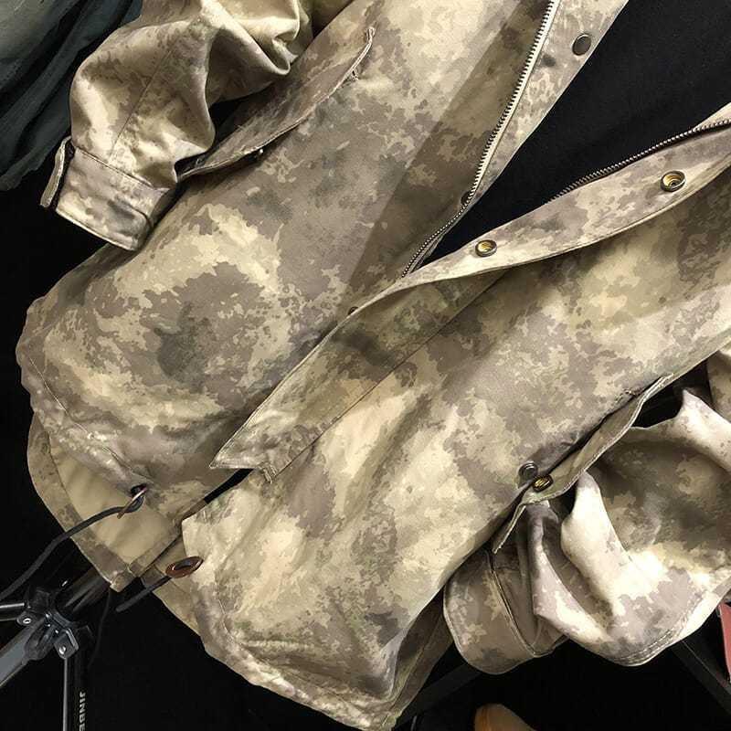 Men's Camouflage Mid-length Hooded Trench Coat