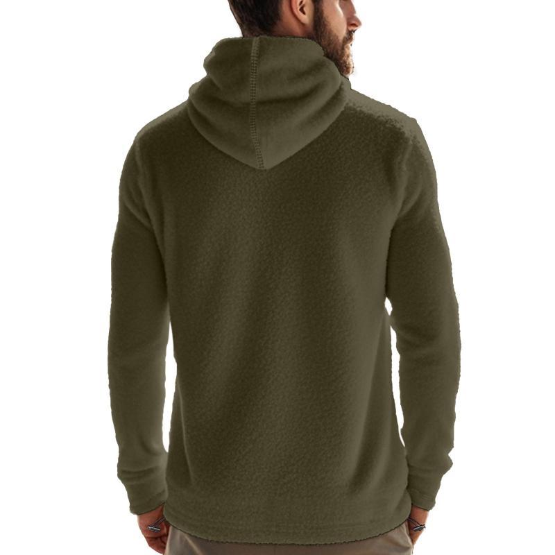 Men's Casual Outdoor Polar Fleece Long Sleeve Pullover Hoodie