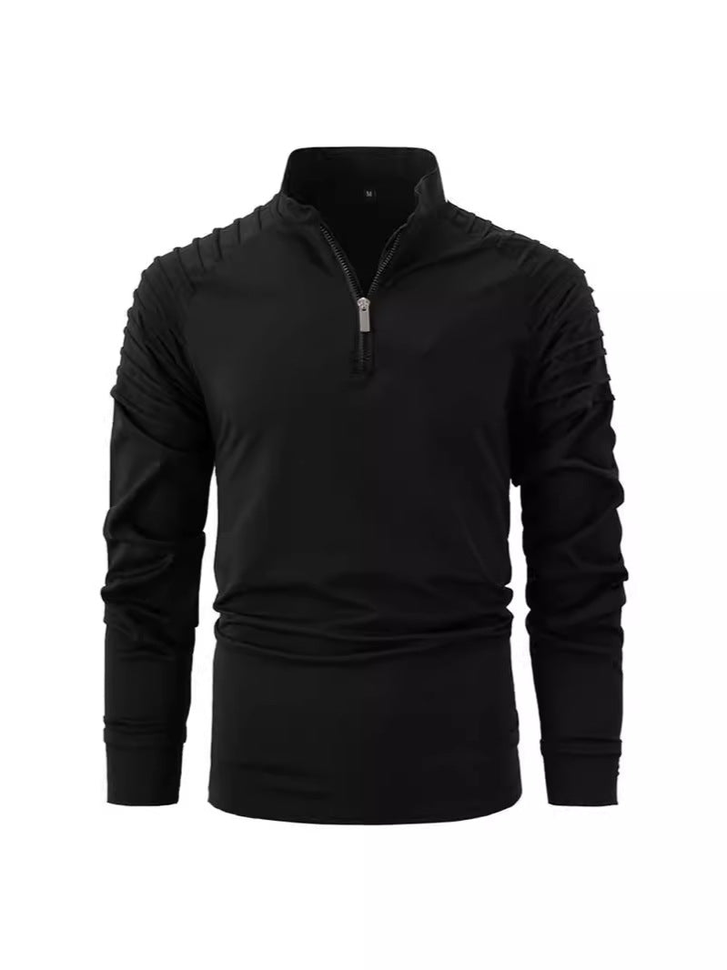 MEN'S SPLICING CASUAL SPORTS LONG SLEEVE ZIPPER SHIRT