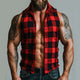 Men's Retro Tough Check Lumberjack Lapel Sleeveless Shirt