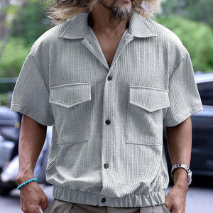 Herren-Kurzarmhemd mit Waffelmuster