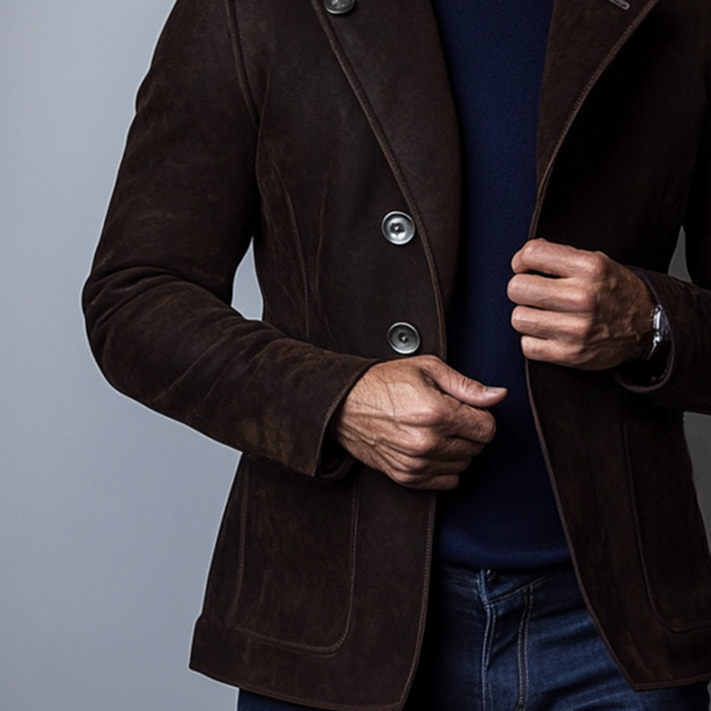 Einreihiger Vintage-Blazer aus Wildleder für Herren