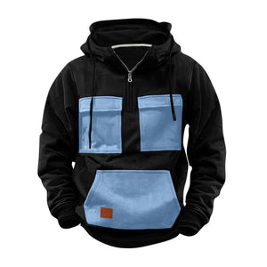 Men's Colorblock Pocket Half Zip Hoodie