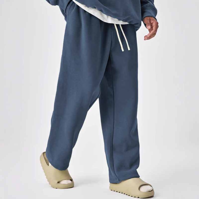 Einfarbige Jogginghose für Herren mit Kordelzug und elastischer Taille und geradem Bein