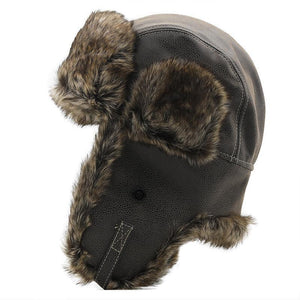 Men's Thick Warm Ear Protection Leather Hat