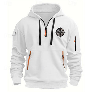 Herren Casual Sport Multi Reißverschluss Arm Stickerei Abzeichen Sweatshirt Pullover Hoodie Kapuzenpullover