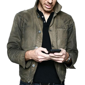 Men's Vintage Cotton Tie Dye Army Green Button Jacket