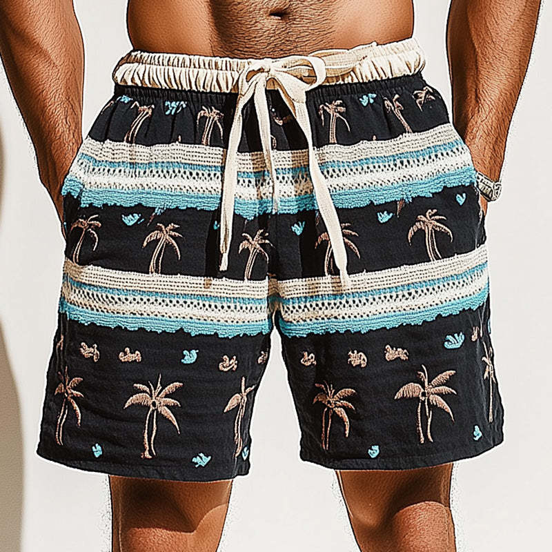 Lässige Sportshorts für Herren mit gewebter Patchwork-Stickerei