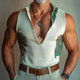 Men's Deep V Stand Collar Printed Vest