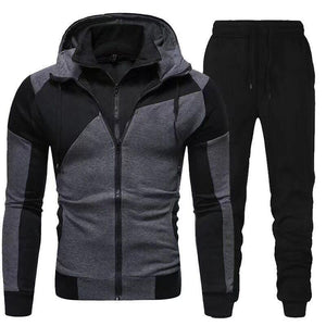 Men's Casual Double Layer Hoodie And Sweatpants Set