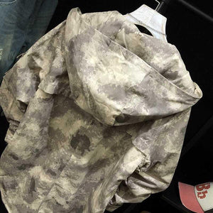 Men's Camouflage Mid-length Hooded Trench Coat