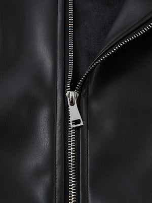 Motorrad-Weste aus PU-Leder mit mehreren Reißverschlüssen 