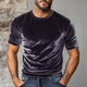 Herren-T-Shirt mit Rundhalsausschnitt und kurzen Ärmeln im Vintage-Stil aus Samt