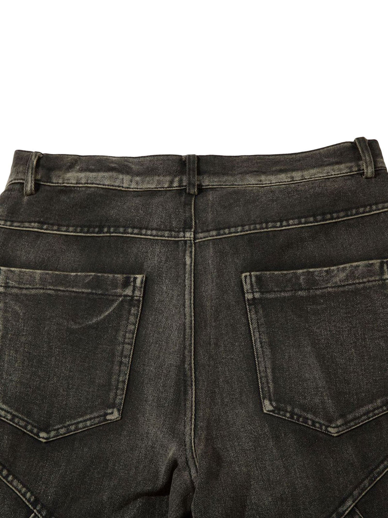 Washed Split Design Hip-Hop Horn Jeans