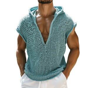 Lässiges Retro-Strick-Tanktop mit Kapuze für Herren